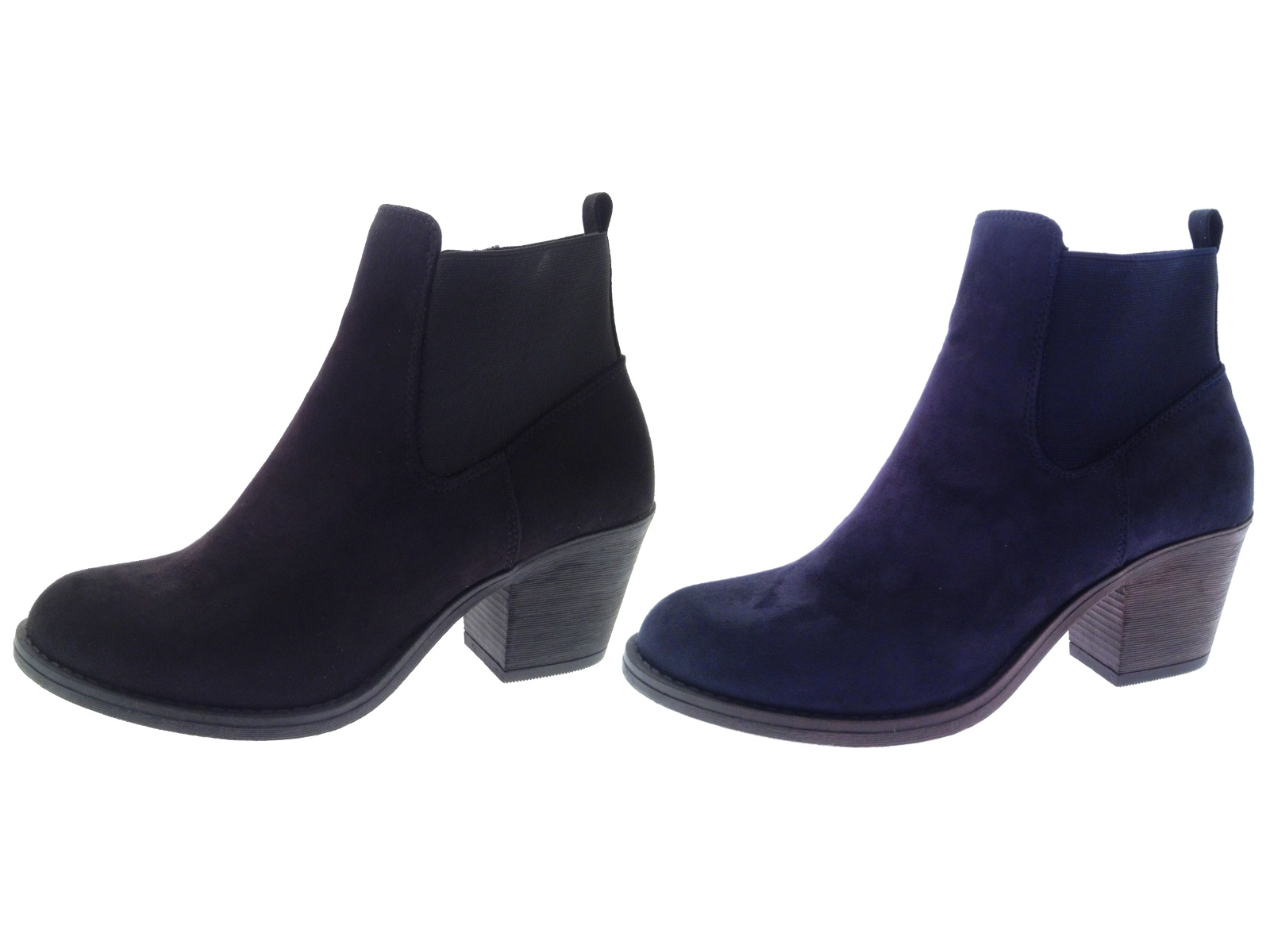 faux suede block heel ankle boots